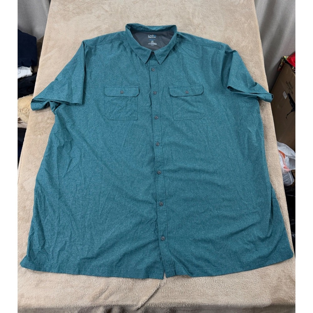 Croft & Barrow Quick Dry Shirt mens size 4XB Big Blue Teal  Vented Shorts Sleeve